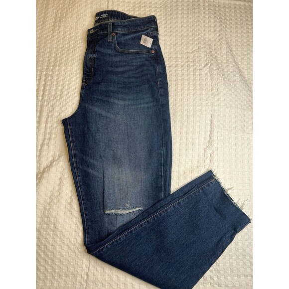 Old Navy Denim - Old Navy Womens High Rise OG Straight Dark Wash Raw Hem Jeans Size 16 Tall 36x32